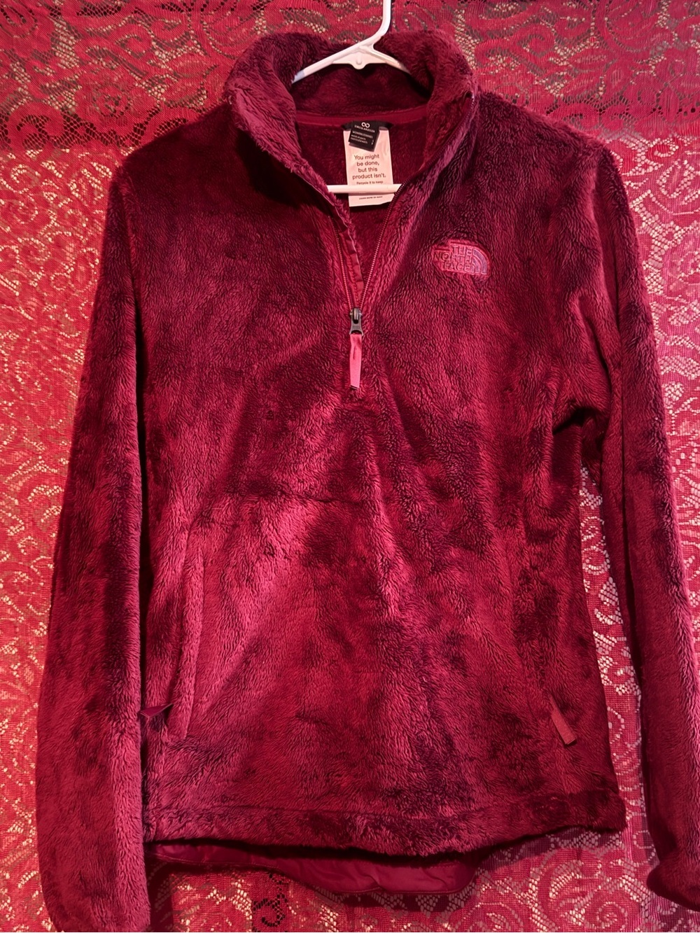 The North Face Small Maroon Osito Fleece Pullover Quarter Zip Jacket Cozy
